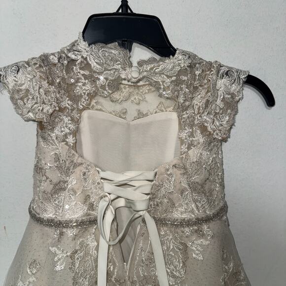 David Bridal DB Girl 2T Dress Lace Embroidered Rhinestone Beaded Wedding Formal - Picture 4 of 16